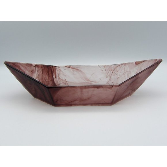 Vintage Davidson Amethyst Cloud Glass Bowl Hexagonal Boat Shaped Art Deco Purple - Picture 8 of 10